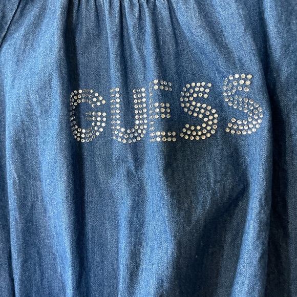 Guess Kids|Girls Denim Chambray Short sleeve romper, Bling GUESS logo•••Size 14 - Picture 2 of 5